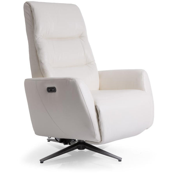 Decor-Rest Furniture Power Swivel Leather Recliner M3090P-59 Power Swivel Recliner - White IMAGE 1