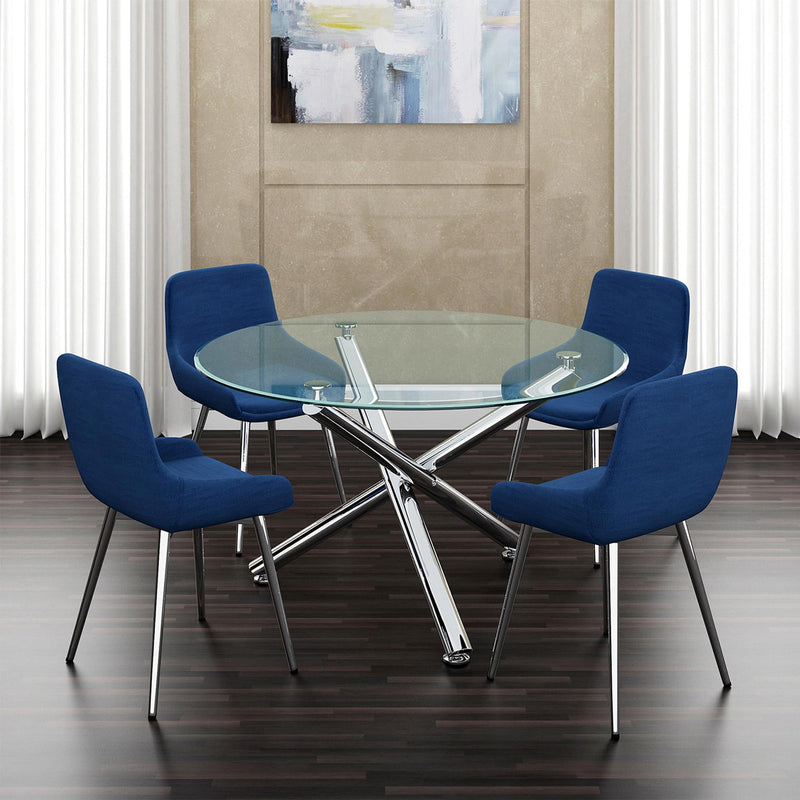 Worldwide Home Furnishings Round Solara II Dining Table with Glass Top 201-160-40 IMAGE 6