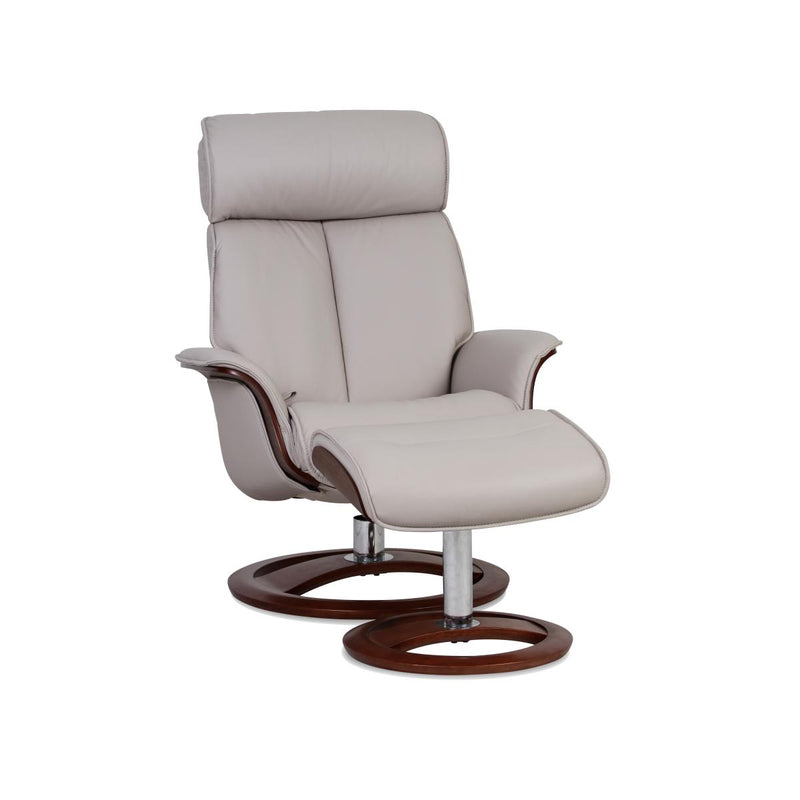 IMG Norway Space Swivel Leather Recliner Space 58.58 High-back Chair and Ottoman Set - Trend or Sauvage Leather IMAGE 1