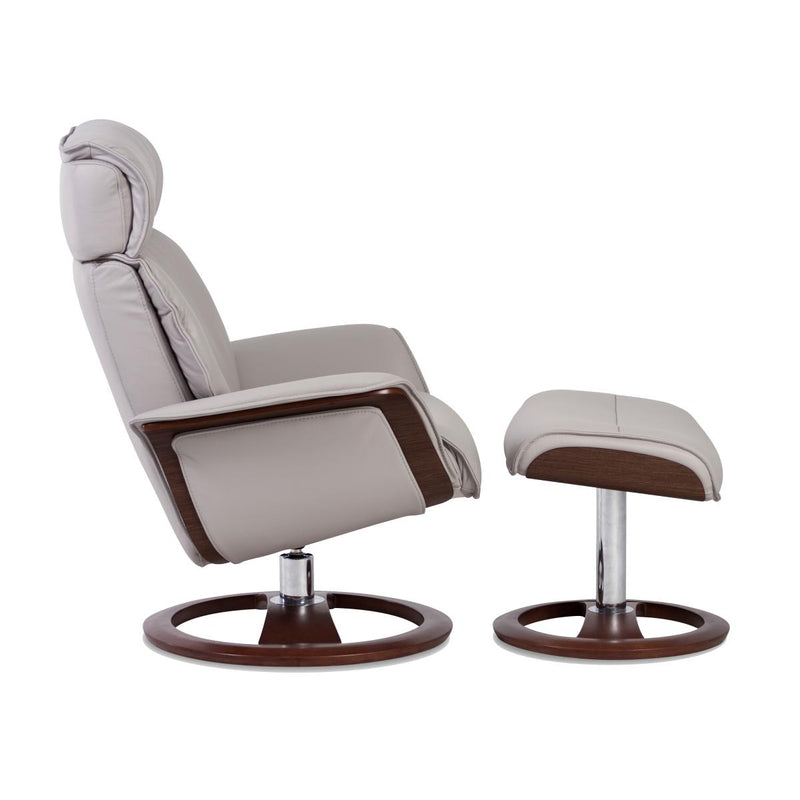 IMG Norway Space Swivel Leather Recliner Space 58.58 High-back Chair and Ottoman Set - Trend or Sauvage Leather IMAGE 3