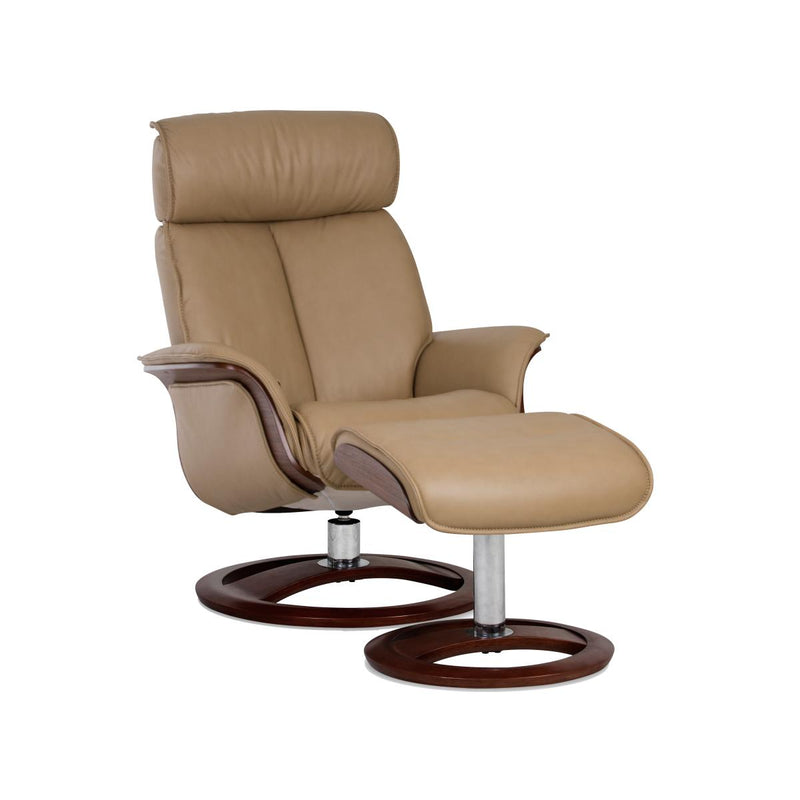 IMG Norway Space Swivel Leather Recliner Space 58.58 High-back Chair and Ottoman Set - Trend or Sauvage Leather IMAGE 4