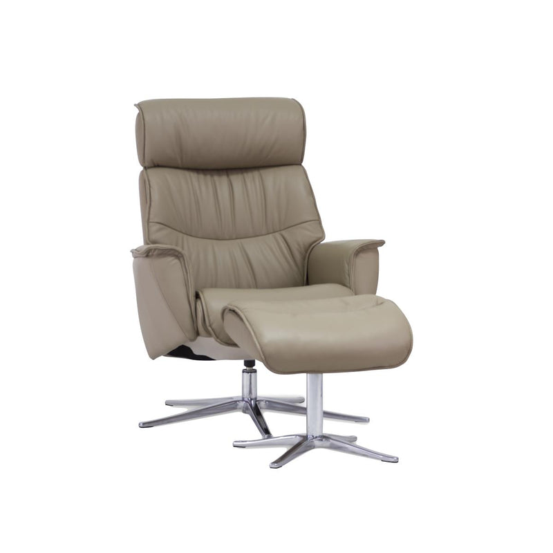 IMG Norway Space Swivel Leather Recliner Space 51.53 High-back Chair and Ottoman Set - Trend or Sauvage Leather IMAGE 1