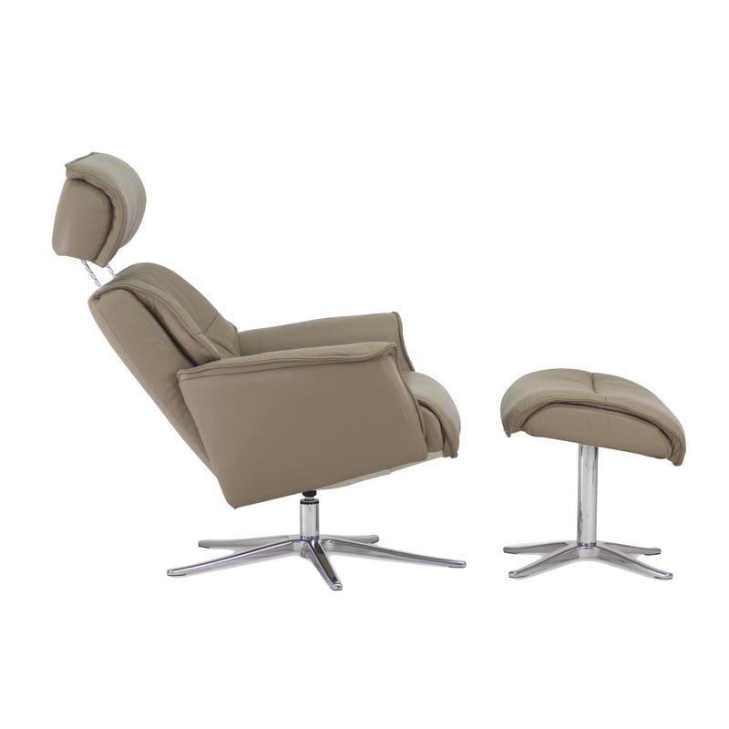 IMG Norway Space Swivel Leather Recliner Space 51.53 High-back Chair and Ottoman Set - Trend or Sauvage Leather IMAGE 3