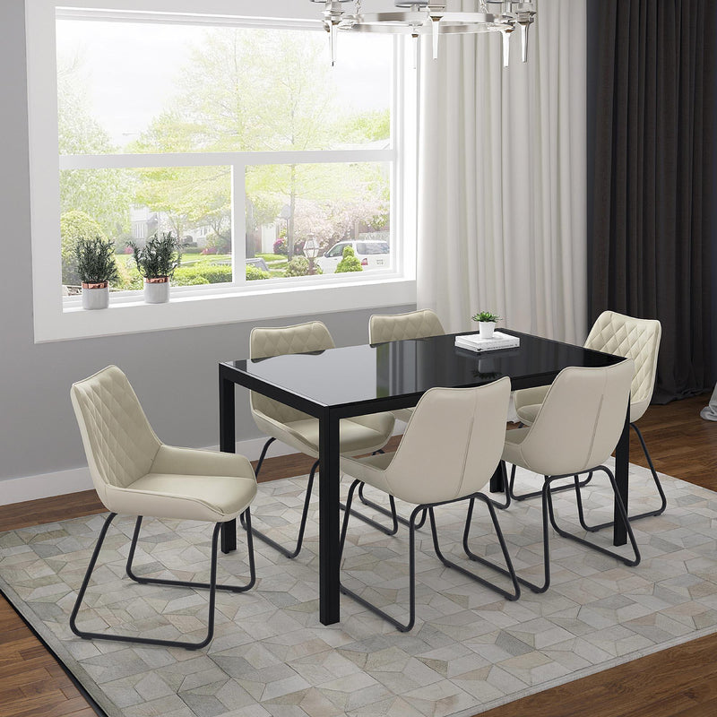 Worldwide Home Furnishings Contra Dining Table with Glass Top 201-843BK IMAGE 7