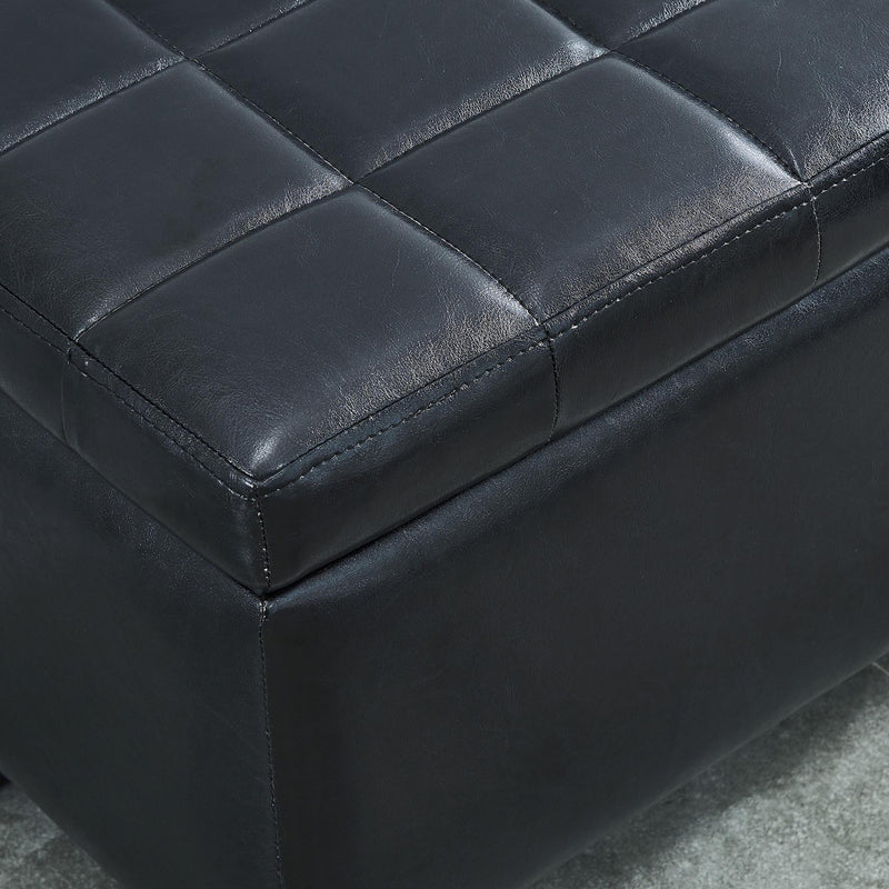 Worldwide Home Furnishings Winston Leather Look Storage Ottoman 402-257BK IMAGE 5