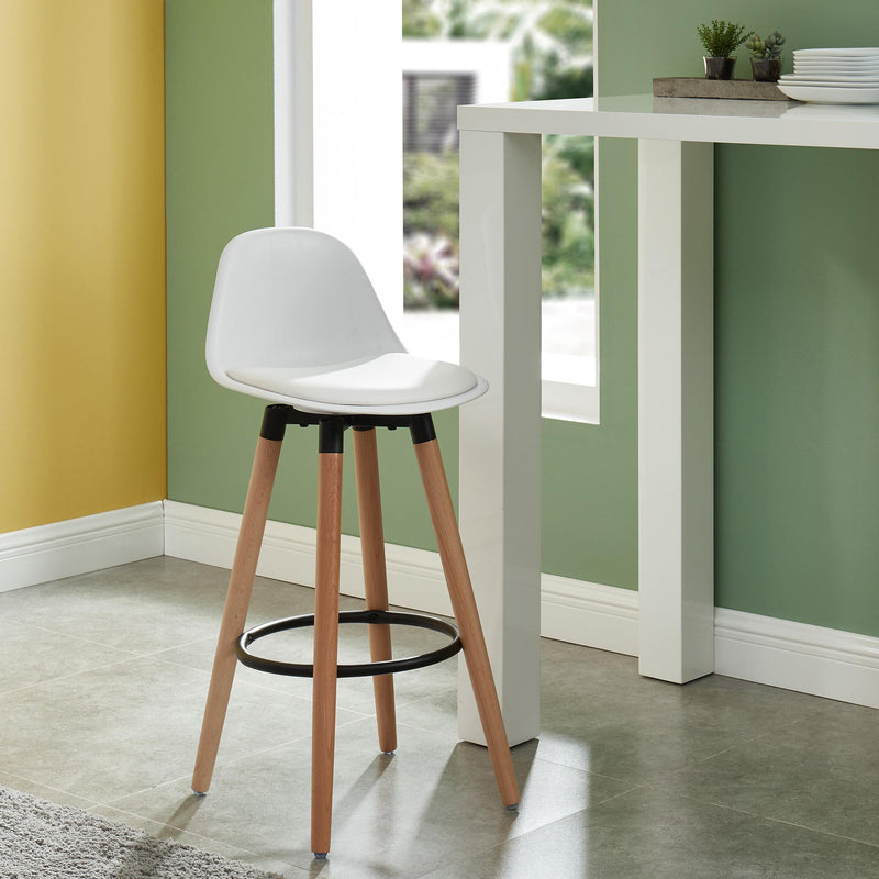 Worldwide Home Furnishings Diablo 203-352WT 26" Counter Stool - White and Natural IMAGE 2