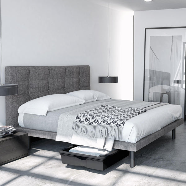 Julien Beaudoin Lyon Full Upholstered Panel Bed Lyon Full Panel Bed with Reflexx Base - Stallion Grey IMAGE 1