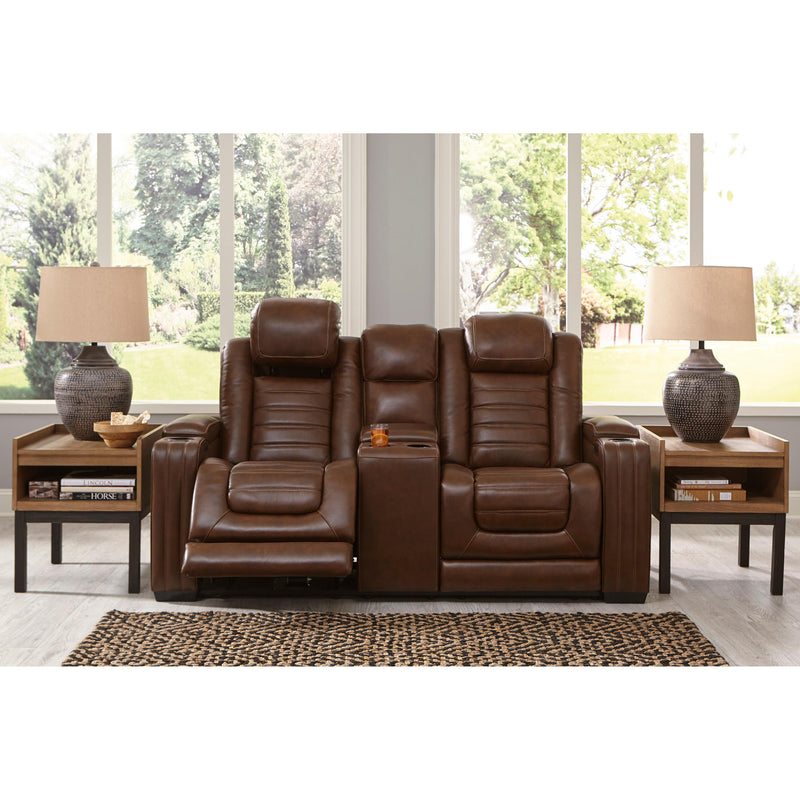 Signature Design by Ashley Backtrack Power Reclining Leather Match Loveseat with Console U2800418 IMAGE 8