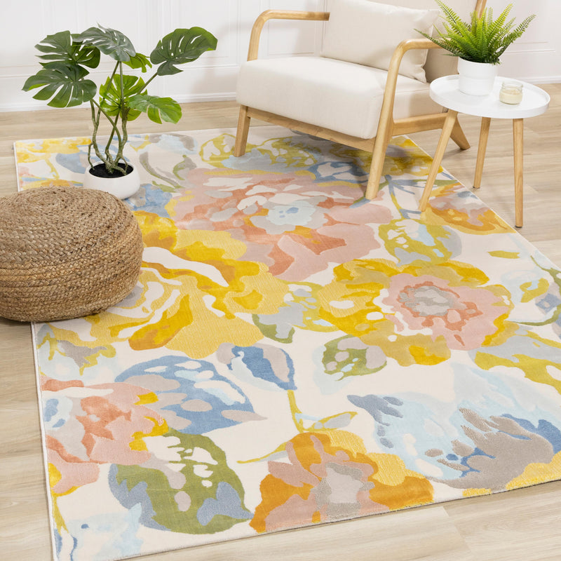 Kalora Interiors Belle Yellow Blue Pink Floral Rug, 7'10" x 10'10" IMAGE 3