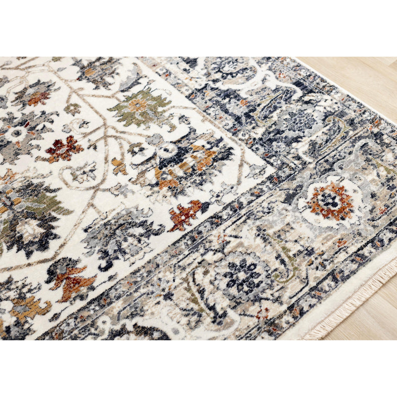 Kalora Interiors Serene Cream Blue Intricate Border Rug, 5'3" x 7'7" IMAGE 4