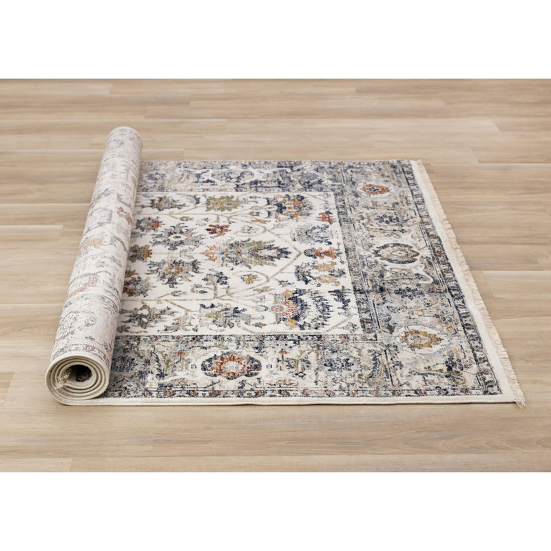 Kalora Interiors Serene Cream Blue Intricate Border Rug, 5'3" x 7'7" IMAGE 7