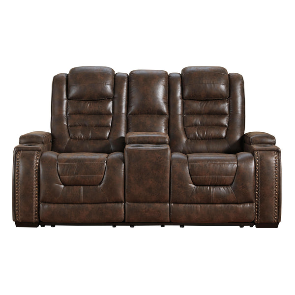 Signature Design by Ashley Game Zone 3850118C Power Reclining Loveseat w/ Console and ADJ Headrest IMAGE 1
