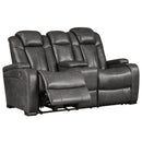  Signature Design by Ashley Turbulance 8500118C Power Reclining Loveseat w/ Console and ADJ Headrest IMAGE 2