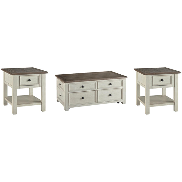 Signature Design by Ashley Bolanburg T637T3 Coffee Table and 2 End Tables IMAGE 1