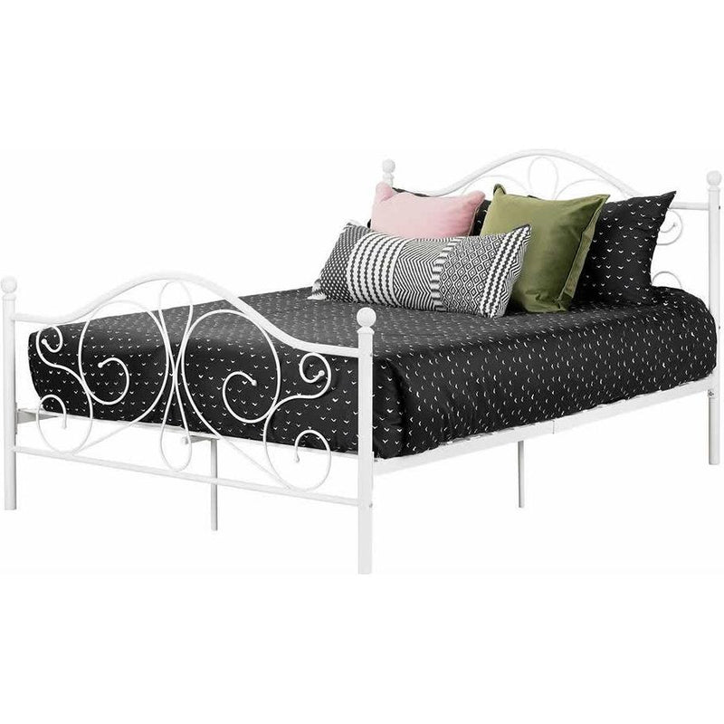South Shore Furniture Summer Breeze 12155 Metal Platform Bed with Headboard and Metal Slats-White IMAGE 2