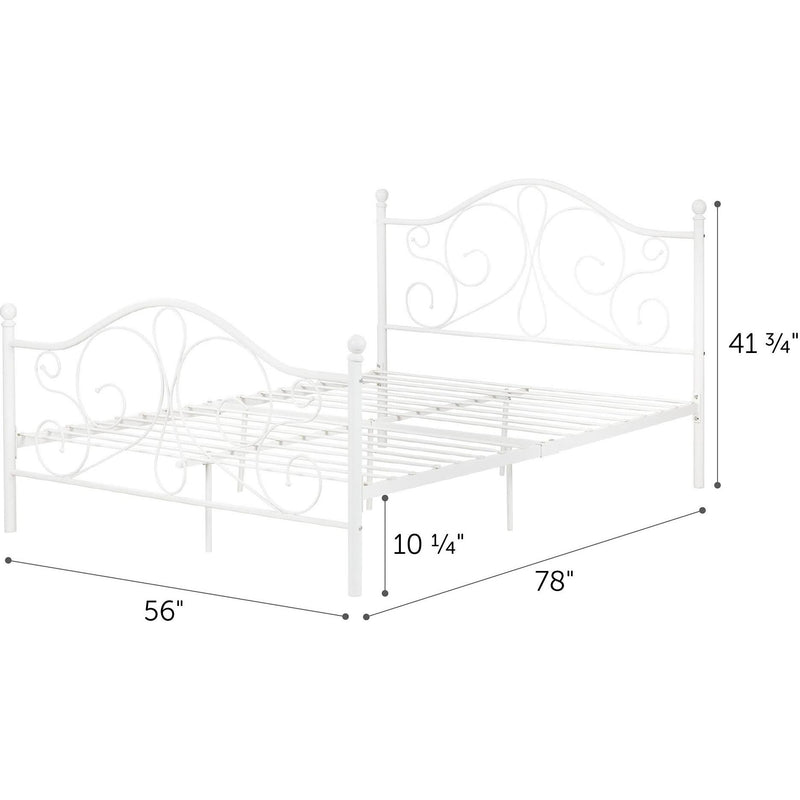 South Shore Furniture Summer Breeze 12155 Metal Platform Bed with Headboard and Metal Slats-White IMAGE 7