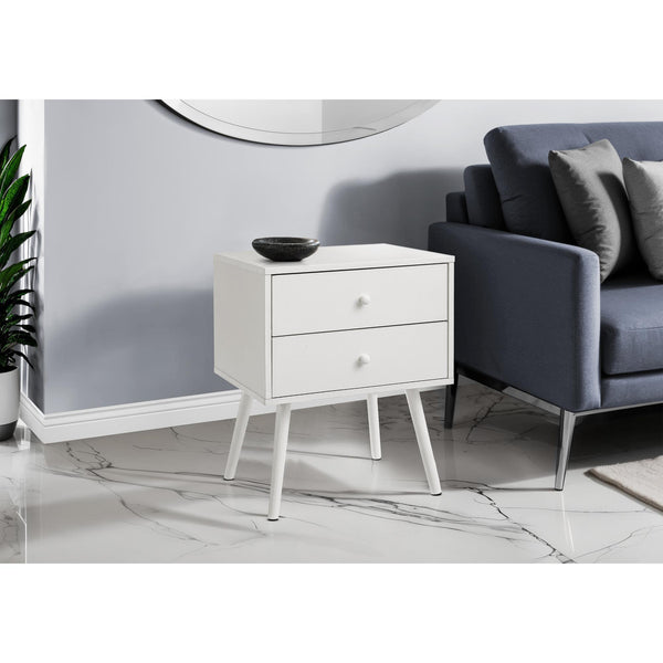 Monarch I 3627 Accent Table - 24"H / White End Table With 2 Drawers IMAGE 1