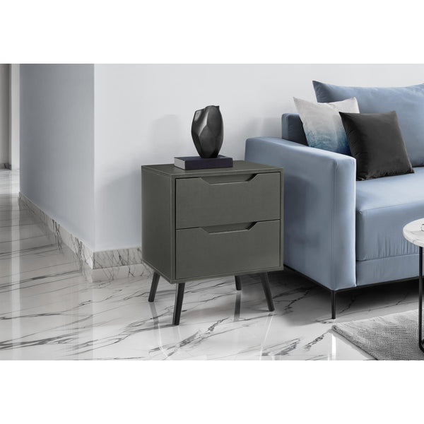 Monarch I 3690 Accent Table - 24"H / Grey End Table With 2 Drawers IMAGE 1