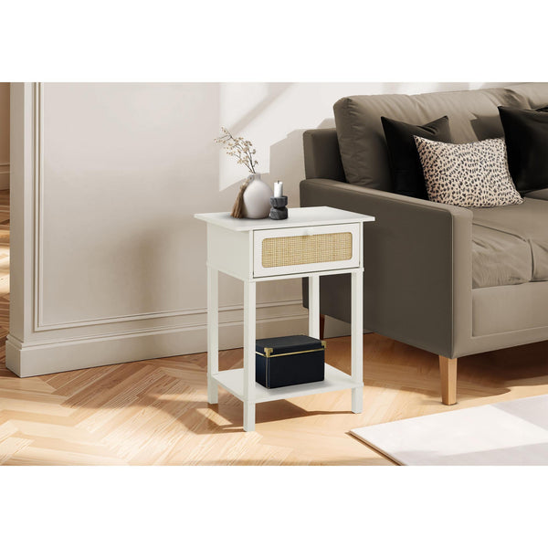 Monarch I 3843 Accent Table - 24"H / White / Natural Drawer IMAGE 1
