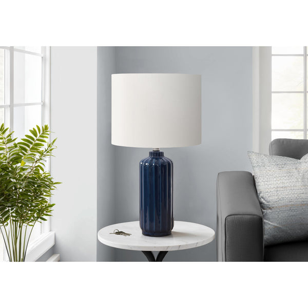 Monarch I 9870 23"H Table Lamp Blue Ceramic / Ivory Shade IMAGE 1
