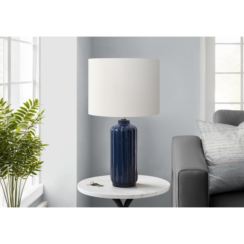 Monarch I 9870 23"H Table Lamp Blue Ceramic / Ivory Shade IMAGE 1