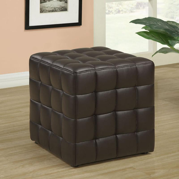 Monarch Leather Look Ottoman I 8980 IMAGE 1