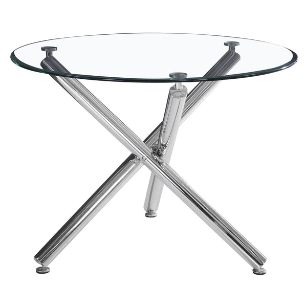 Worldwide Home Furnishings Round Solara II Dining Table with Glass Top 201-160-40 IMAGE 1