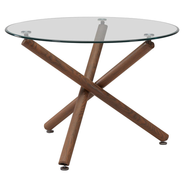 Worldwide Home Furnishings Round Rocca Dining Table with Glass Top 201-264-40 IMAGE 1