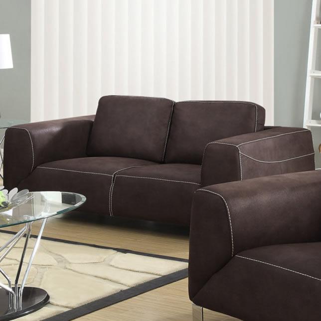 Monarch Stationary Micro-Suede Loveseat I 8512BR IMAGE 1