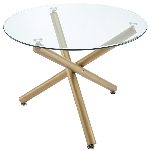 Worldwide Home Furnishings Round Carmila Dining Table with Glass Top 201-353GD IMAGE 1