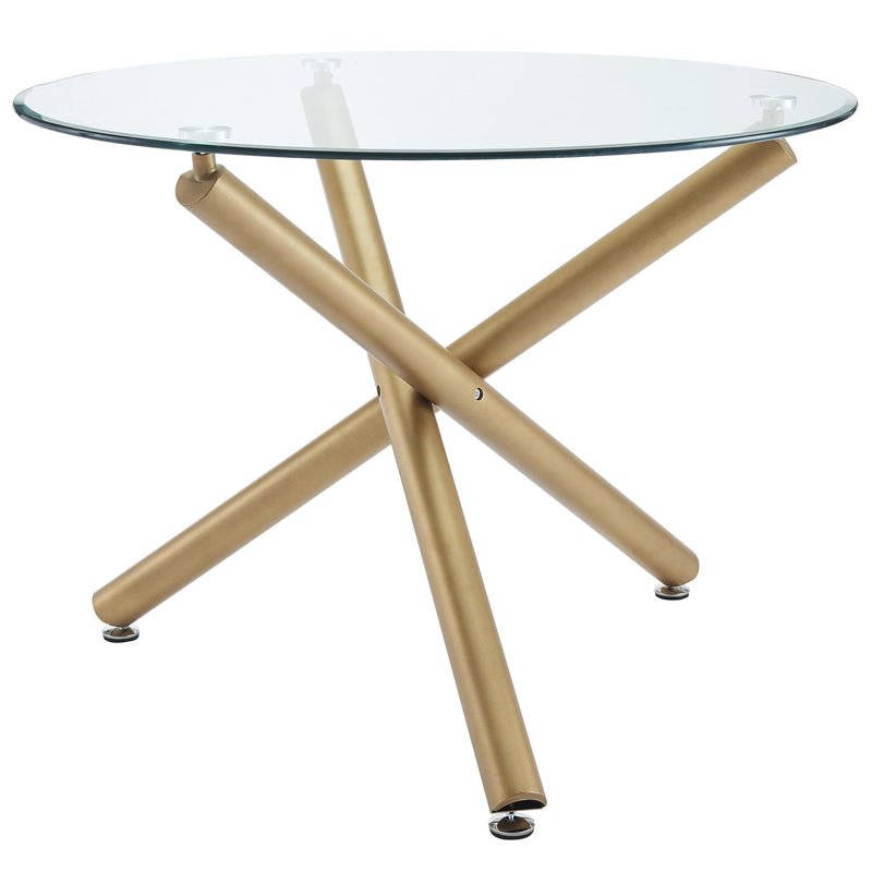 Worldwide Home Furnishings Round Carmila Dining Table with Glass Top 201-353GD IMAGE 2