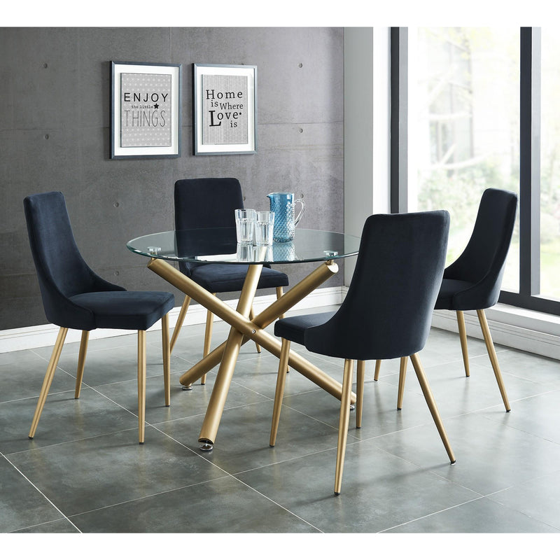 Worldwide Home Furnishings Round Carmila Dining Table with Glass Top 201-353GD IMAGE 3