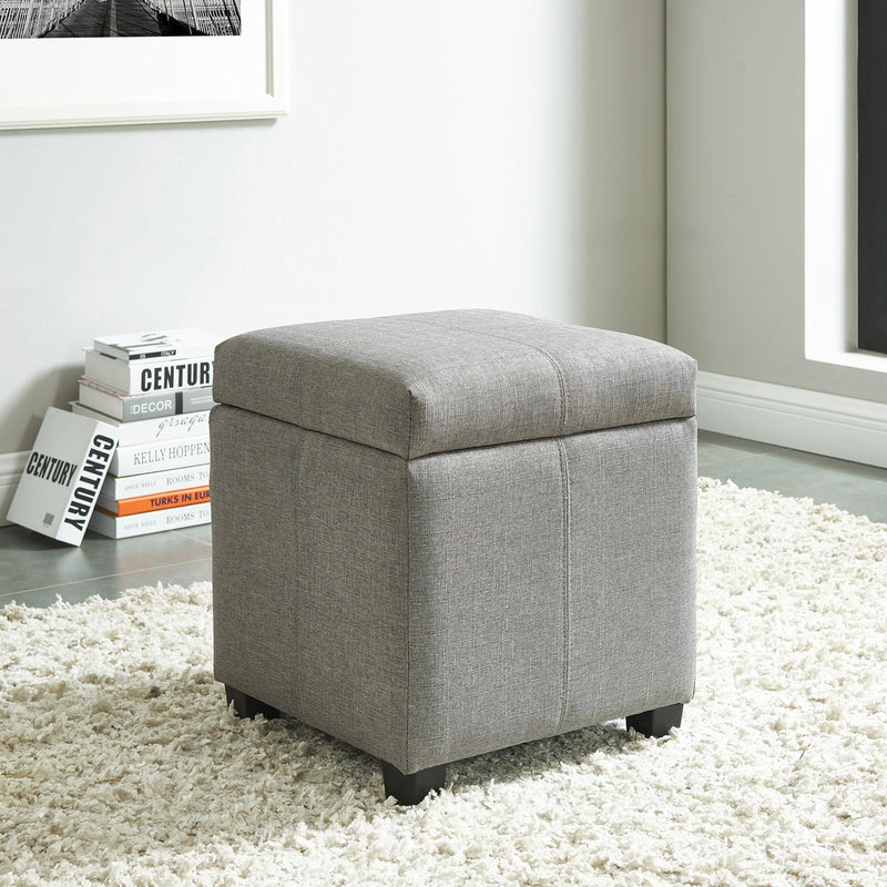 Worldwide Home Furnishings Juno Fabric Storage Ottoman 402-350GRY IMAGE 4