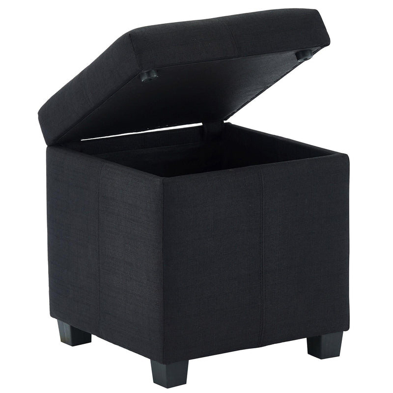 Worldwide Home Furnishings Juno Fabric Storage Ottoman 402-350BLK IMAGE 3