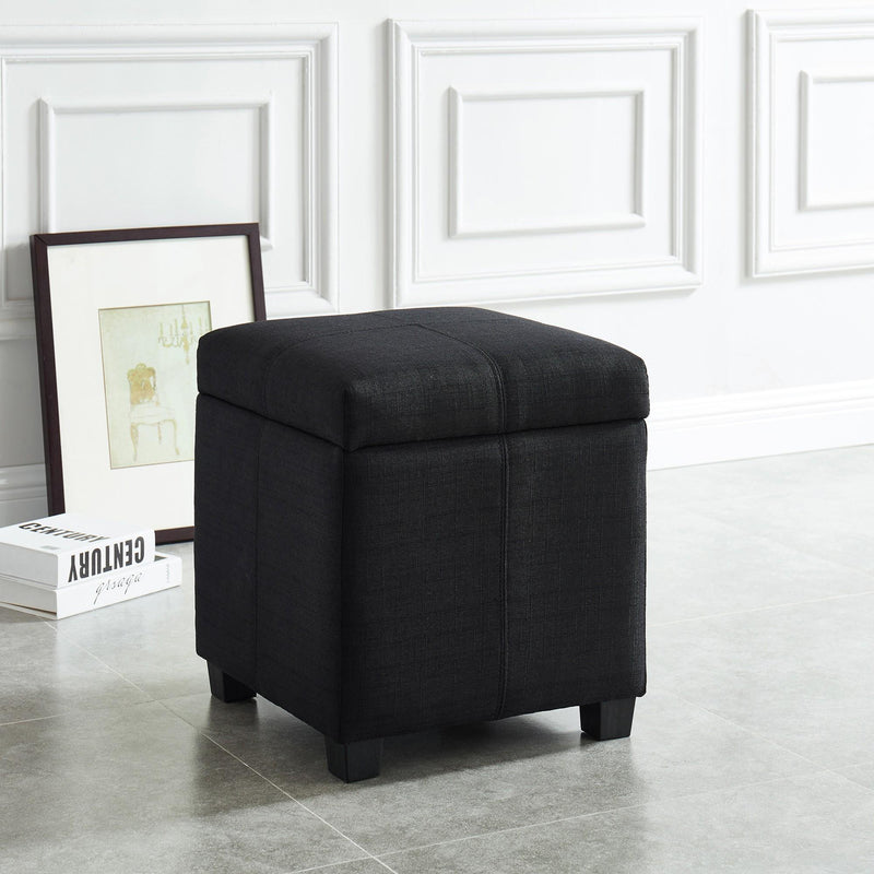 Worldwide Home Furnishings Juno Fabric Storage Ottoman 402-350BLK IMAGE 4