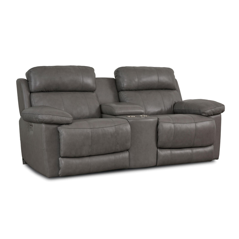 Palliser Finley Power Reclining Leather Loveseat Finley 41134-68 Loveseat Console with Power - Slate IMAGE 2