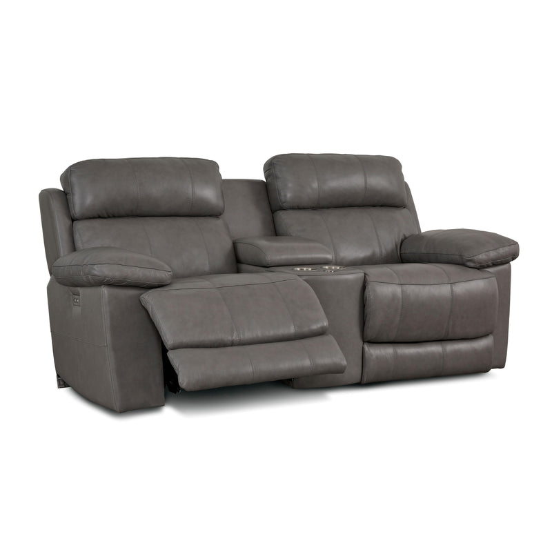 Palliser Finley Power Reclining Leather Loveseat Finley 41134-68 Loveseat Console with Power - Slate IMAGE 3