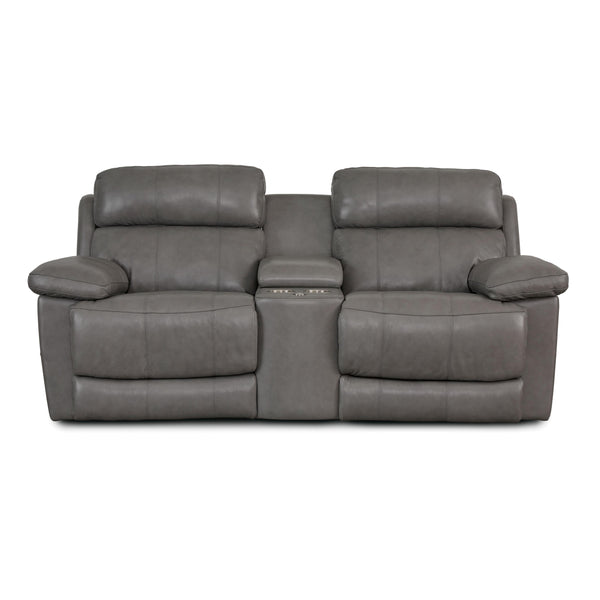 Palliser Finley Reclining Leather Loveseat Finley 41134-58 Loveseat Console with Power - Slate IMAGE 1