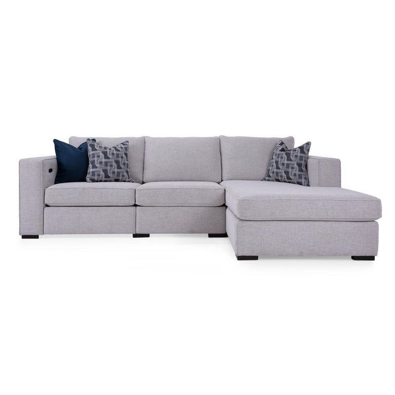 Decor-Rest Furniture Power Reclining Fabric 2 pc Sectional 2900 Sofa Chaise with Power Recliner and Storage IMAGE 4