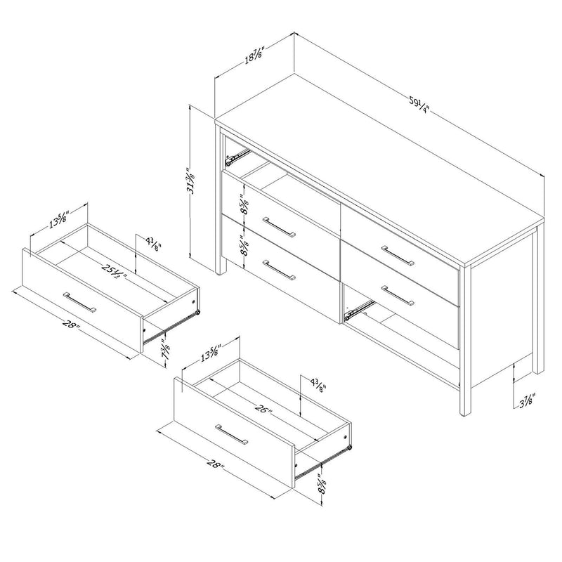 South Shore Furniture Munich 6-Drawer Dresser 10491 IMAGE 6