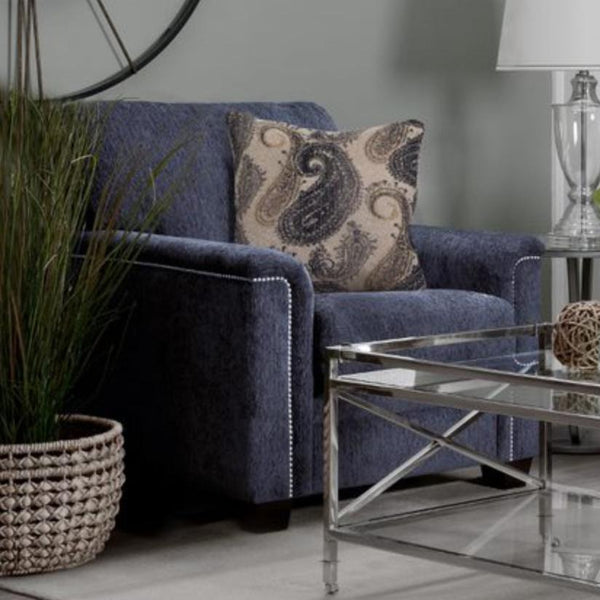Decor-Rest Furniture Stationary Fabric Chair Addison 2877 Chair - Navy IMAGE 1