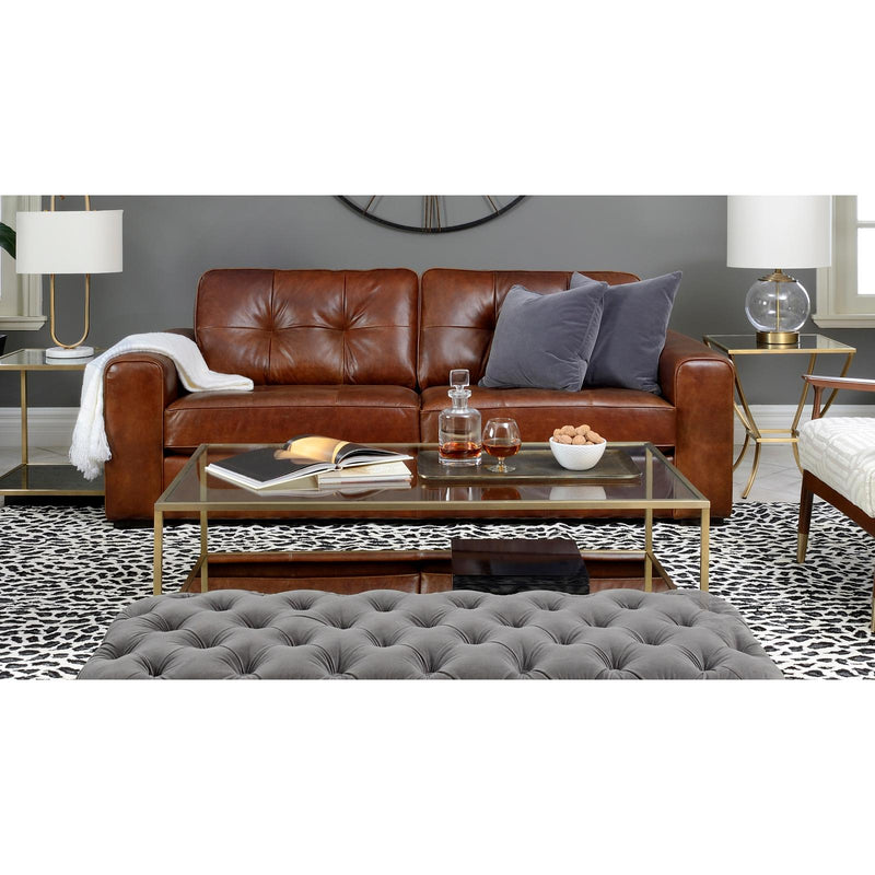 Decor-Rest Furniture Stationary Leather Sofa 3990 Sofa - Brown IMAGE 4