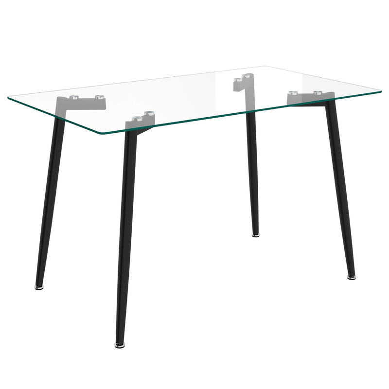 Worldwide Home Furnishings Abbot Dining Table with Glass Top 201-453BK IMAGE 1