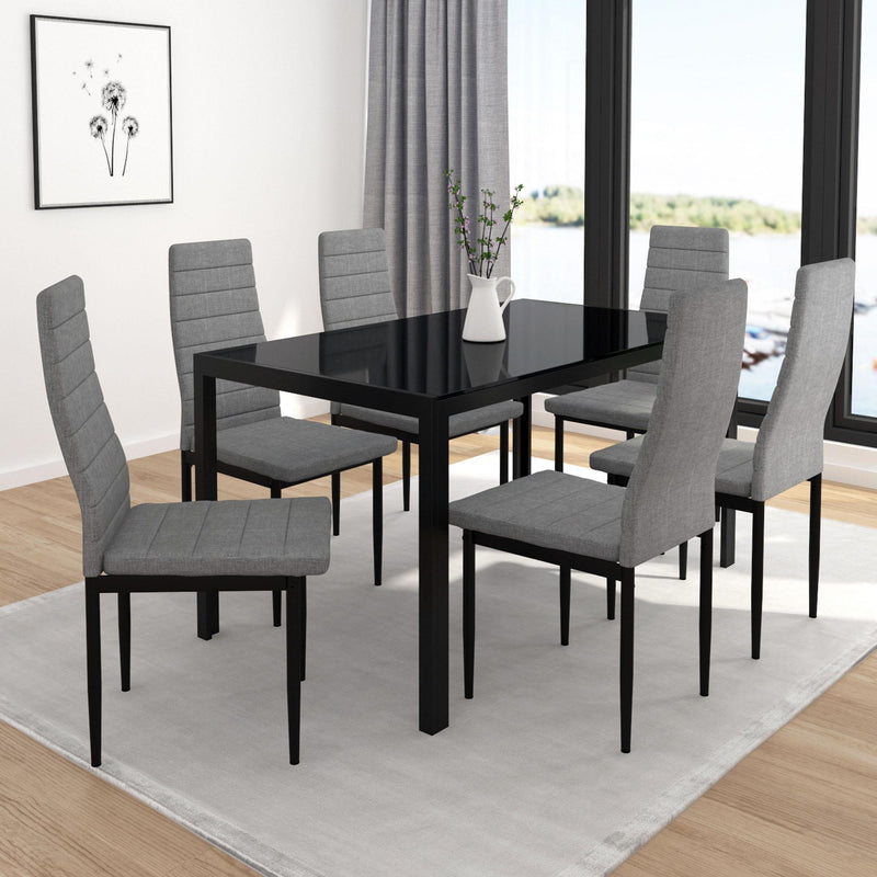 Worldwide Home Furnishings Contra 7 pc Dinette 207-843BK_GY IMAGE 1