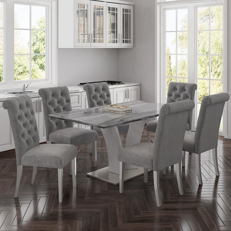Worldwide Home Furnishings Napoli/Chloe 7 pc Dinette 207-545GY/552GY IMAGE 1