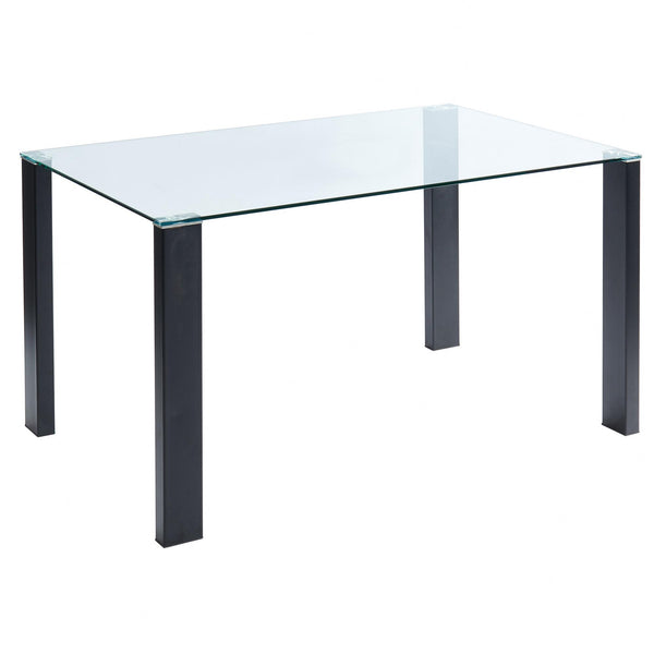 Worldwide Home Furnishings Vespa Dining Table with Glass Top 201-577BK IMAGE 1