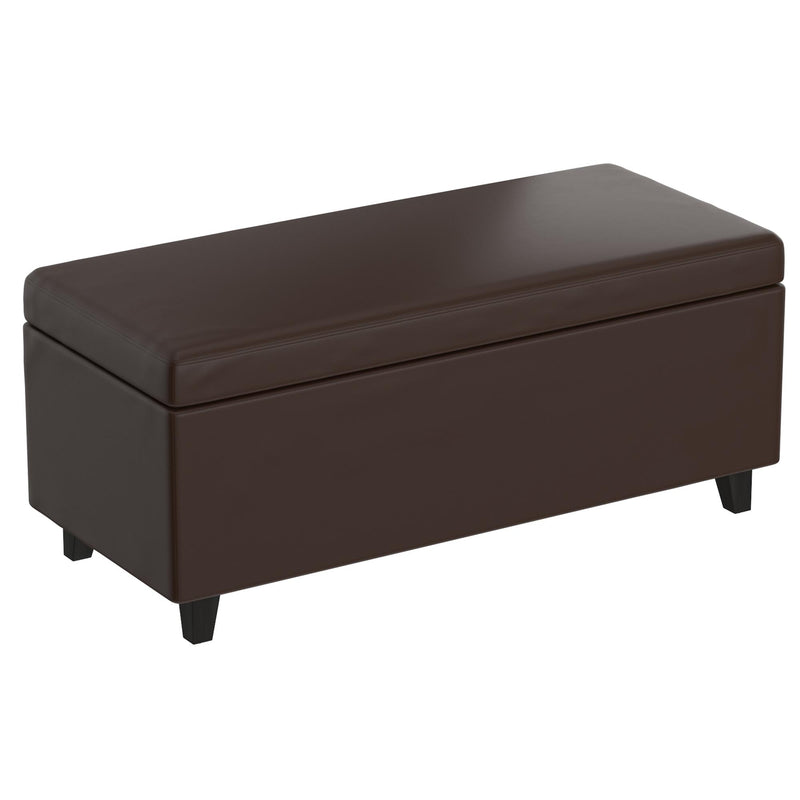 Worldwide Home Furnishings Wyatt Faux Leather Storage Ottoman 402-525BRN IMAGE 1