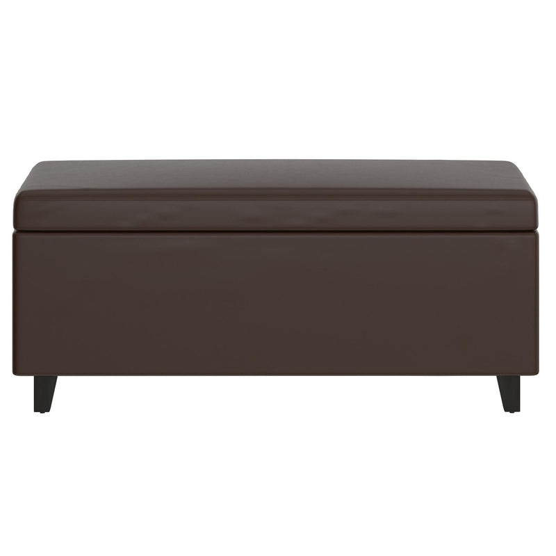 Worldwide Home Furnishings Wyatt Faux Leather Storage Ottoman 402-525BRN IMAGE 2