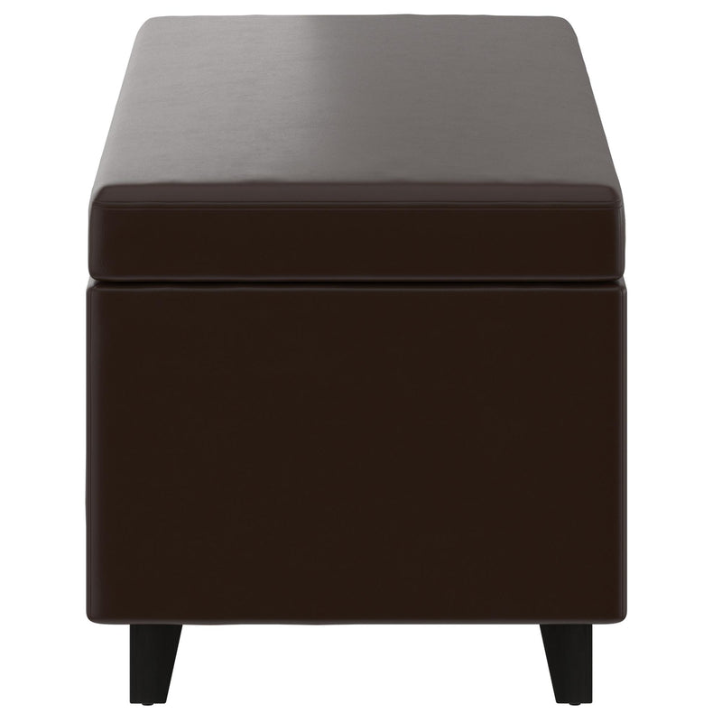 Worldwide Home Furnishings Wyatt Faux Leather Storage Ottoman 402-525BRN IMAGE 3