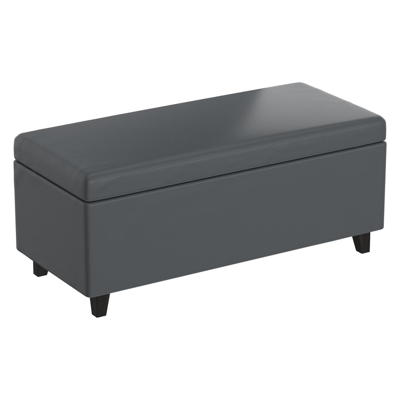 Worldwide Home Furnishings Wyatt Faux Leather Storage Ottoman 402-525GRY IMAGE 1